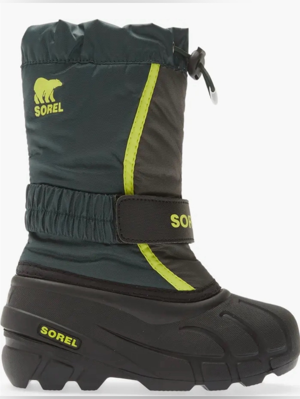 Sorel Lined Flurry Snow Boots Kids Spruce Green Waterproof Winter Waterproof, 12